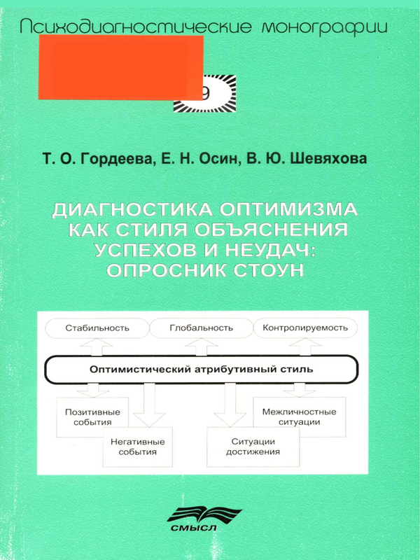 Диагностика оптимизма как стиля объяснения успехов и неудач: Опросник СТОУН