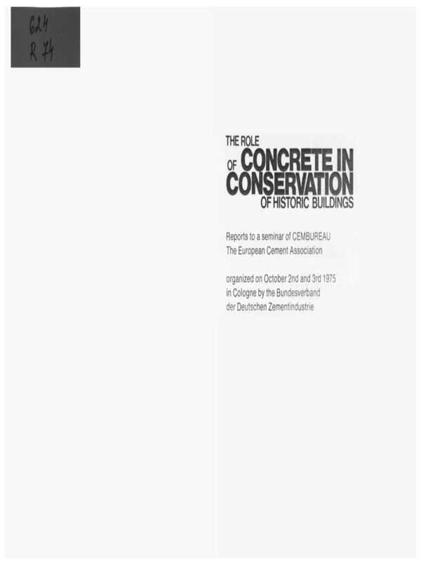 The Role of Concrete in conservation of Historic Buildings