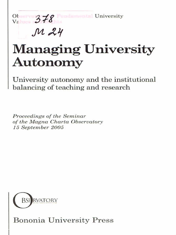 Managing University Autonomy