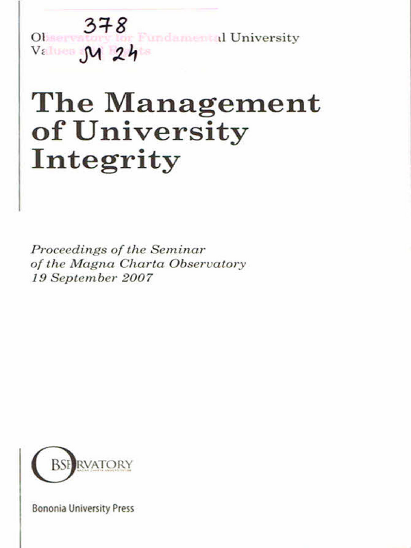 The Management of University Integrity