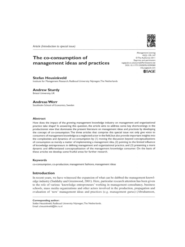 The co-consumption of management ideas and practices