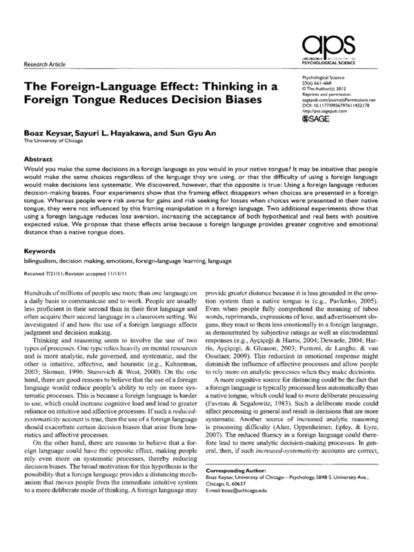 The Foreign-Language Effect