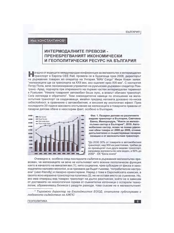 Интермодалните превози - пренебрегваният икономически и геополитически ресурс на България