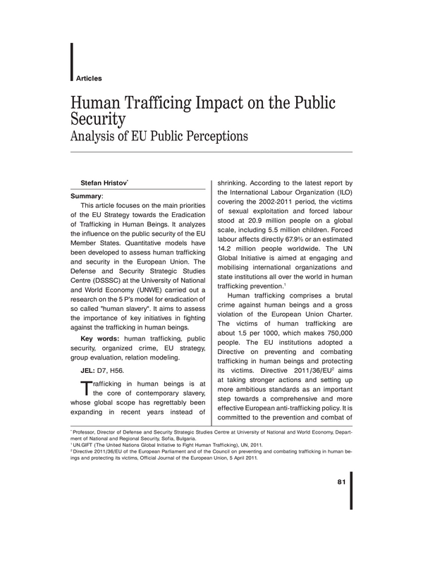 Human Trafficing Impact on the Public Security