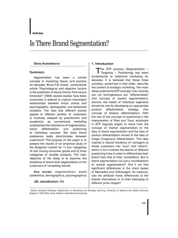 Is There Brand Segmentation?