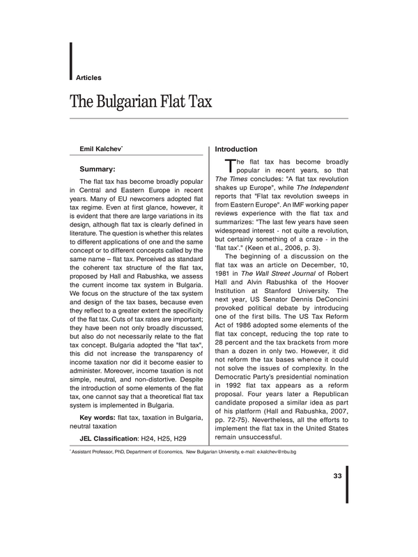 The Bulgarian Flat Tax