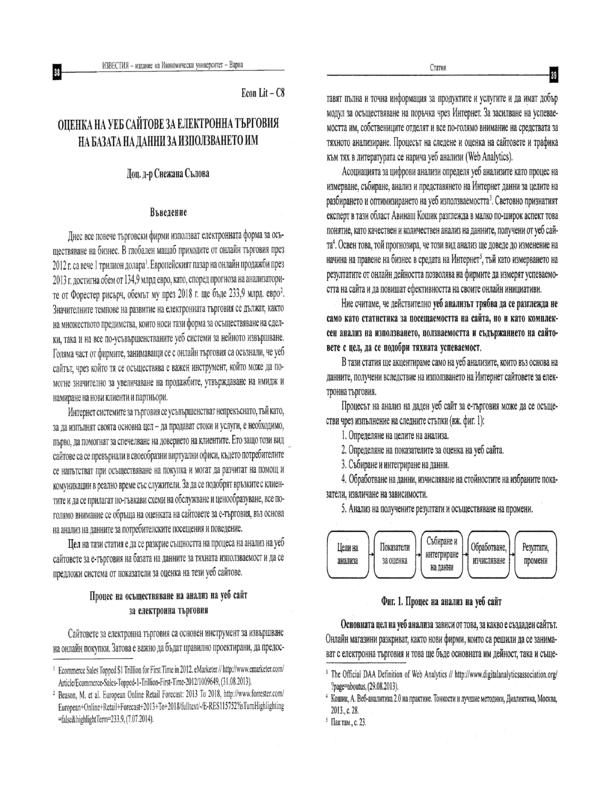 Оценка на уеб сайт за електронна търговия на базата на данни за използването им