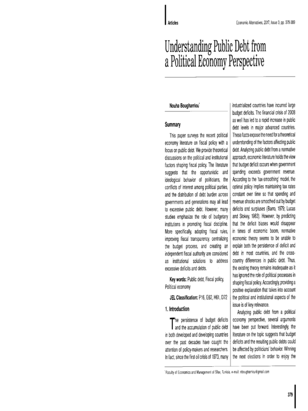 Understanding Public Debt from a Political Economy Perspective