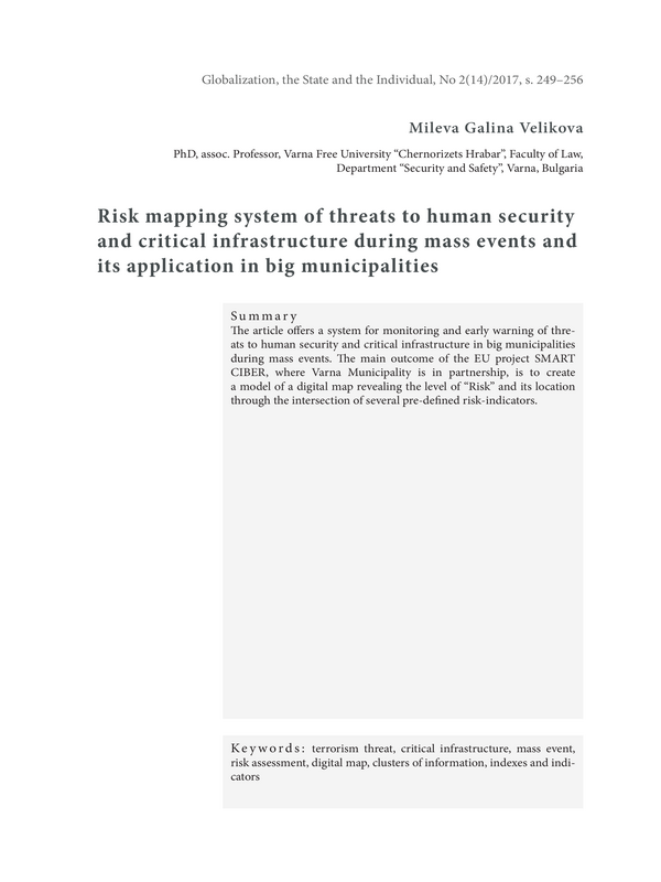 Risk mapping system of threats to human security and critical infrastructure during mass events and its application in big municipalities