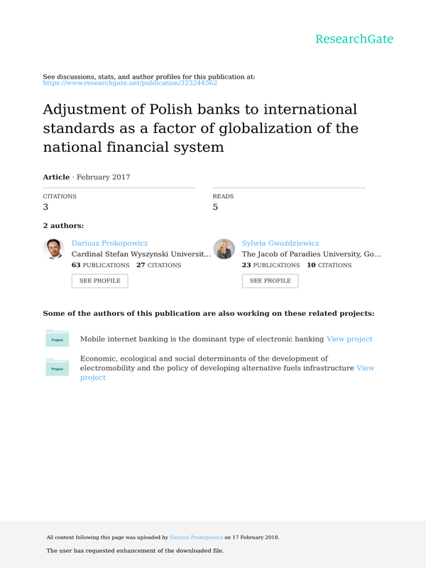 Adjustment of Polish banks to international standards as a factor of globalization of the national financial system