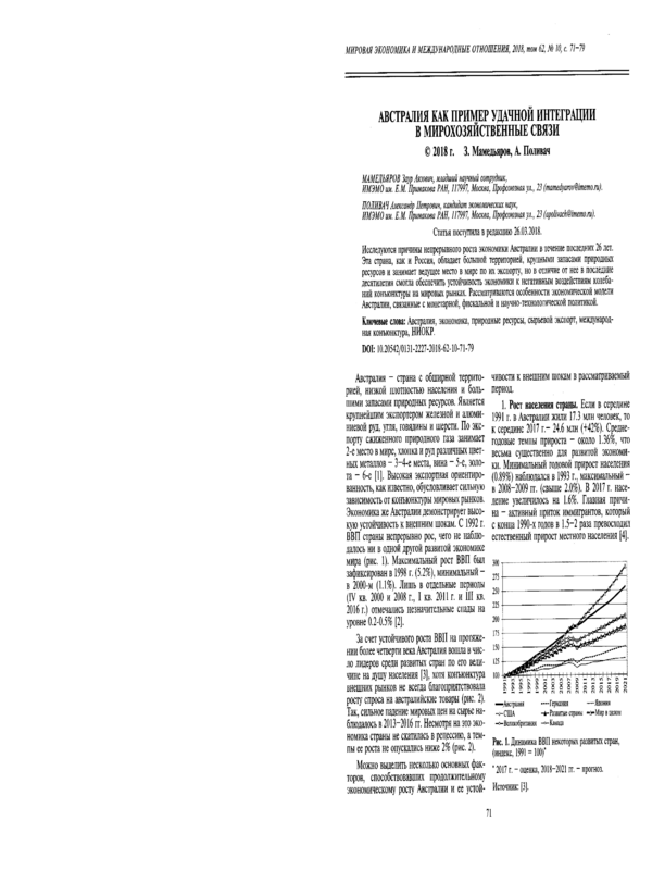 Австралия как пример удачной интеграции в мирохозяйственные связи