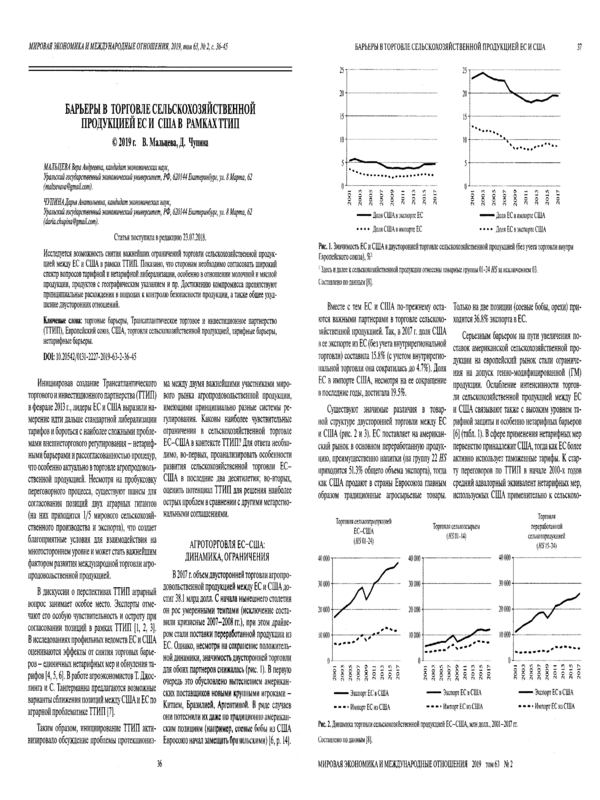 Барьеры в торговле сельскохозяйственной продукцией ЕС и США в рамках ТТИП