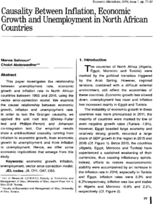 Causality Between Inflationq Economic Growth and Unemployment in North African Countries