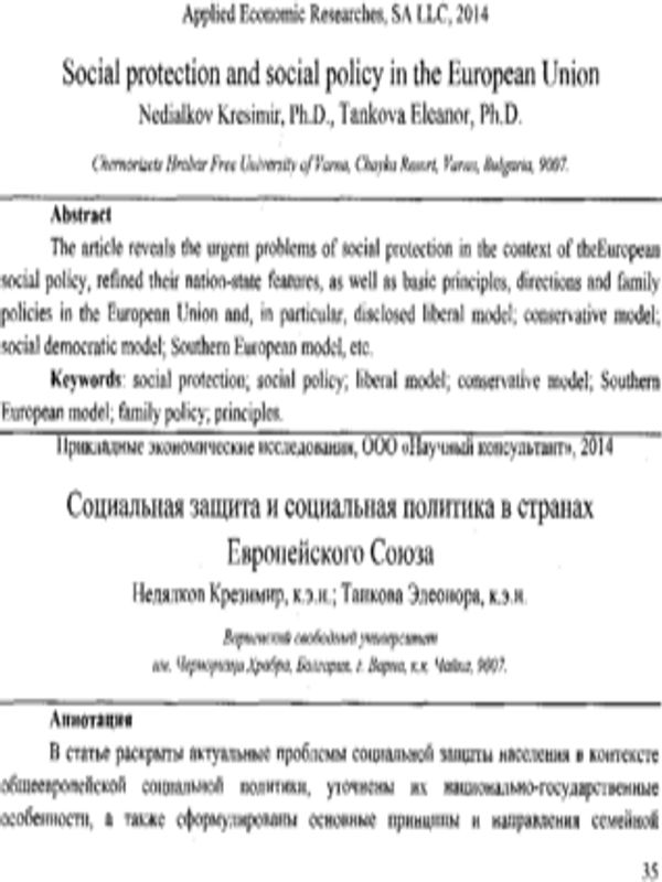 Социальная защита и социальная политика в странах Европейского Союза