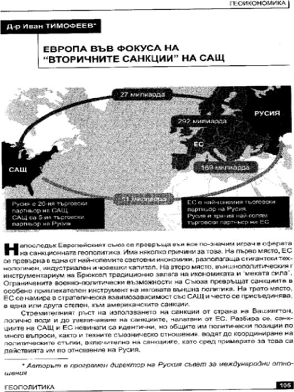 Европа във фокуса на "вторичните санкции" на САЩ
