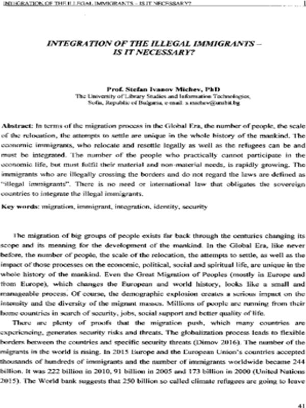 Integration of the illegal immigrants - is it necessary?