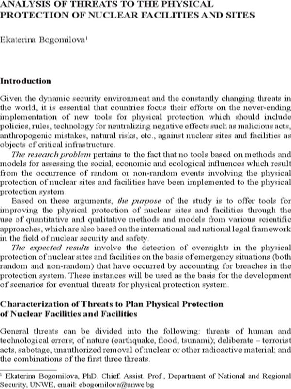 Analysis of Threats to the Physical Protection of Nuclear Facilities and Sites