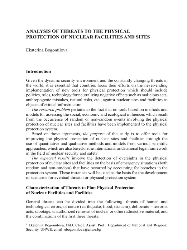 Analysis of Threats to the Physical Protection of Nuclear Facilities and Sites