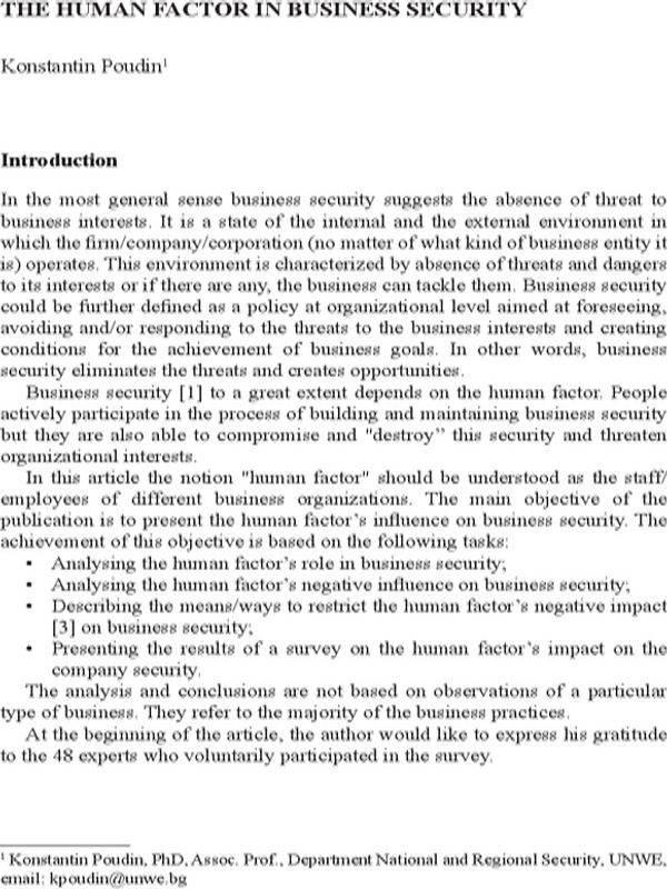 The Human Factor in Business Security