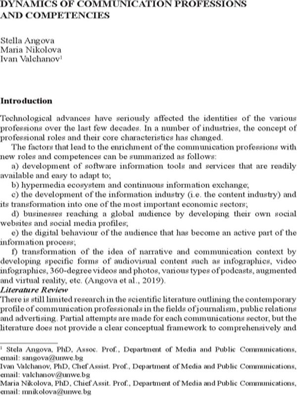 Dynamics of Communication Professions and Competencies