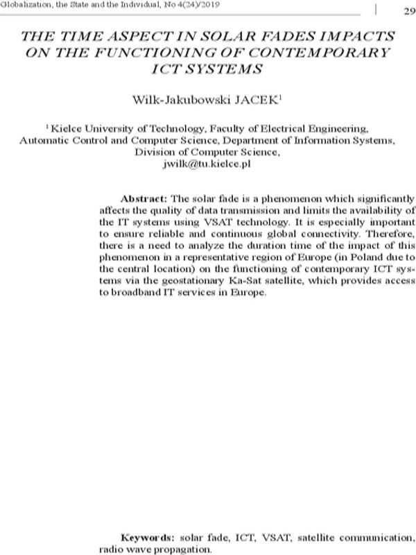 The time aspect in solar fades impacts on the functioning of contemporary ict systems