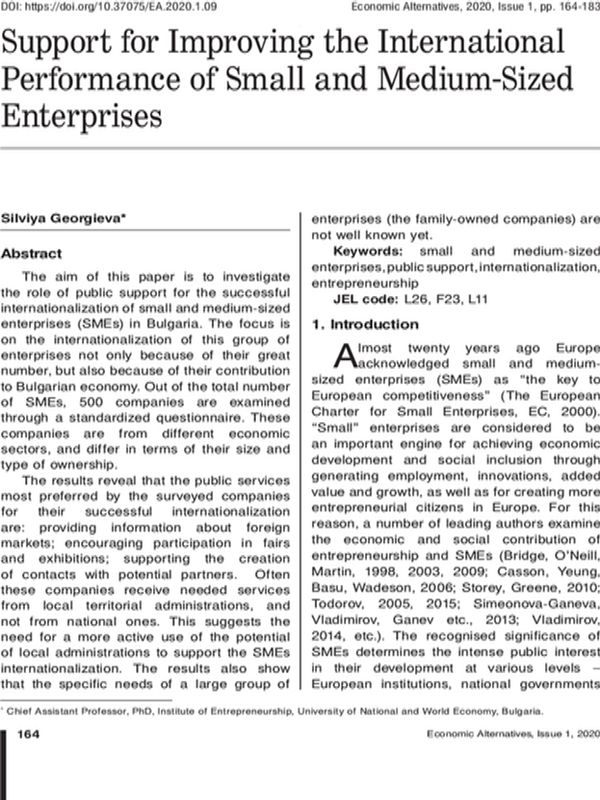 Support for Improving the International Performance of Small and Medium-Sized Enterprises