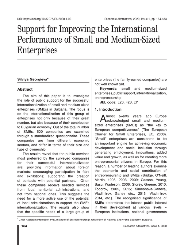 Support for Improving the International Performance of Small and Medium-Sized Enterprises