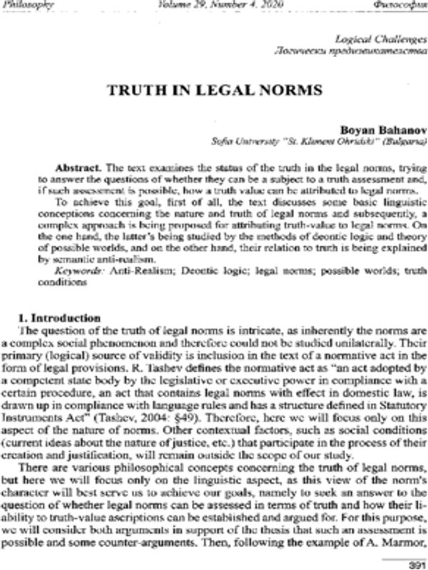 Truth in legal norms