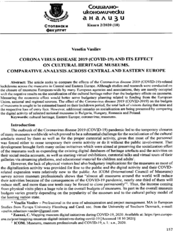 Corona virus disease 2019 (COVID -19) and its effect on cultural heritage museums. Comparative analysis across central and Eastern Europe