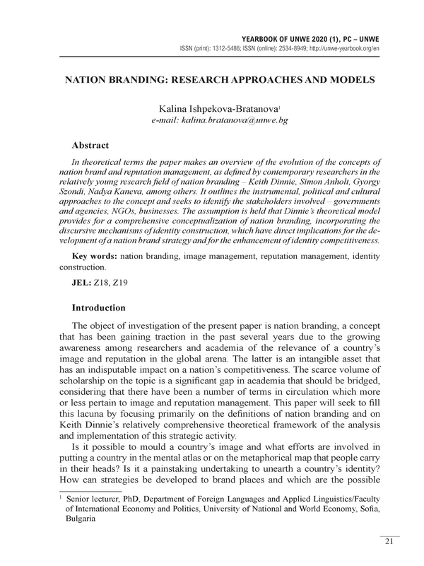 Nation Branding: Research Approaches and Models