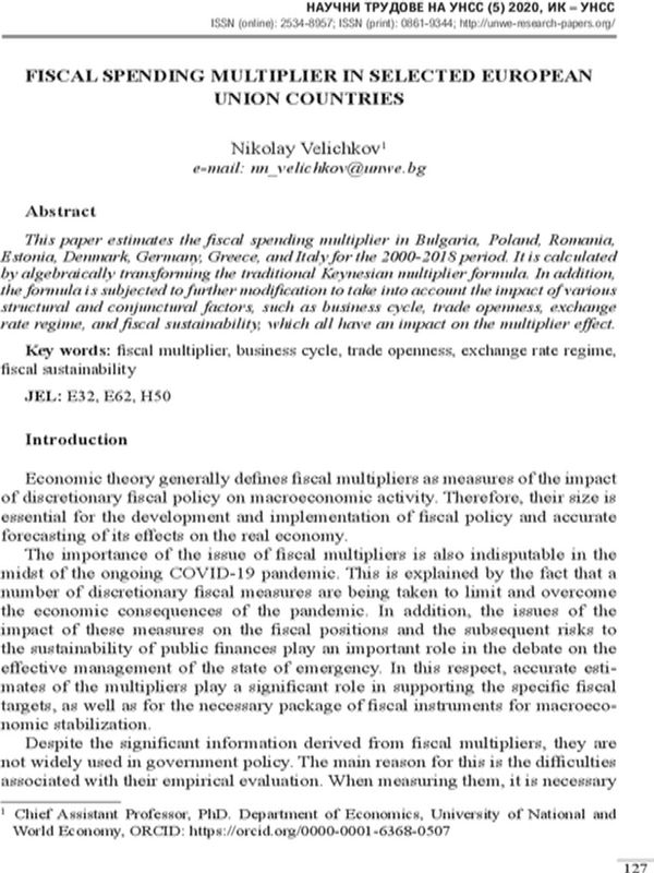 Fiscal spending multiplier in selected European union countries