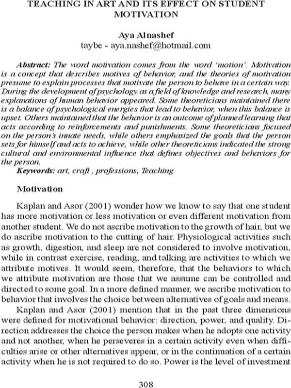 Teaching in art and its effect on student motivation