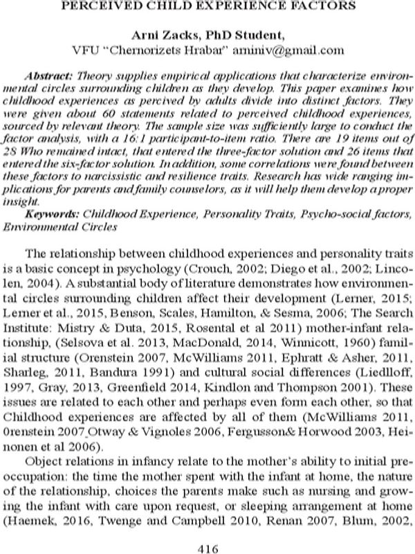 Perceived Child Experience Factors