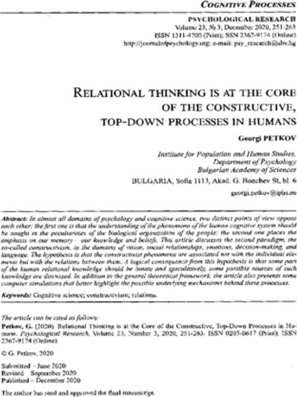 Relational thinking is at the core of the constructive, top-down processes in human