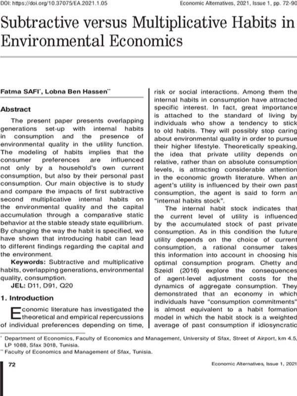 Subtractive versus Multiplicative Habits in Environmental Economics