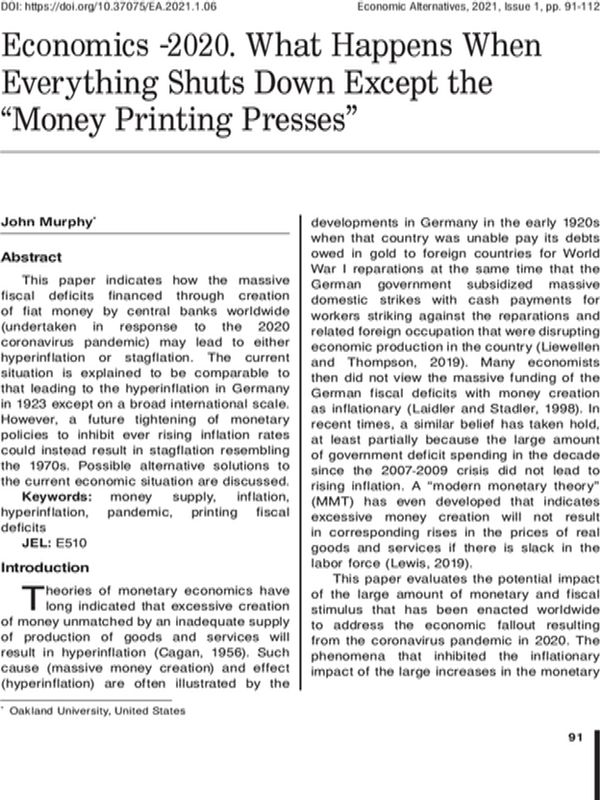 Economics-2020. What Happens When Everything Shuts Down Except the “Money Printing Presses”