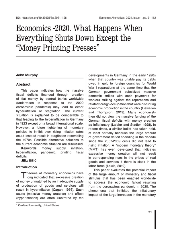 Economics-2020. What Happens When Everything Shuts Down Except the “Money Printing Presses”