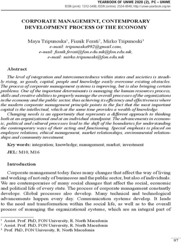Corporate Management, Contemporary Development Process of the Economy