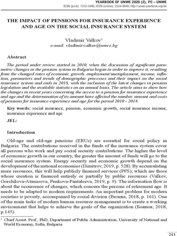 The Impact of Pensions for Insurance Experience and Age on the Social Insurance System