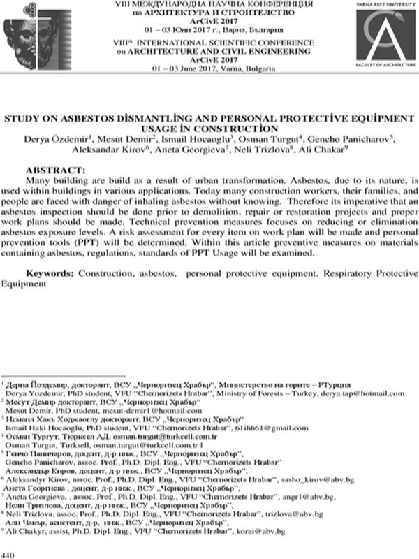 Study on asbestos dismantling and personal protective equipment usage in construction