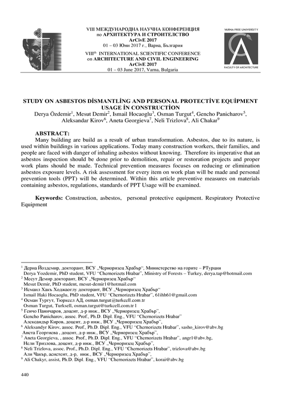 Study on asbestos dismantling and personal protective equipment usage in construction