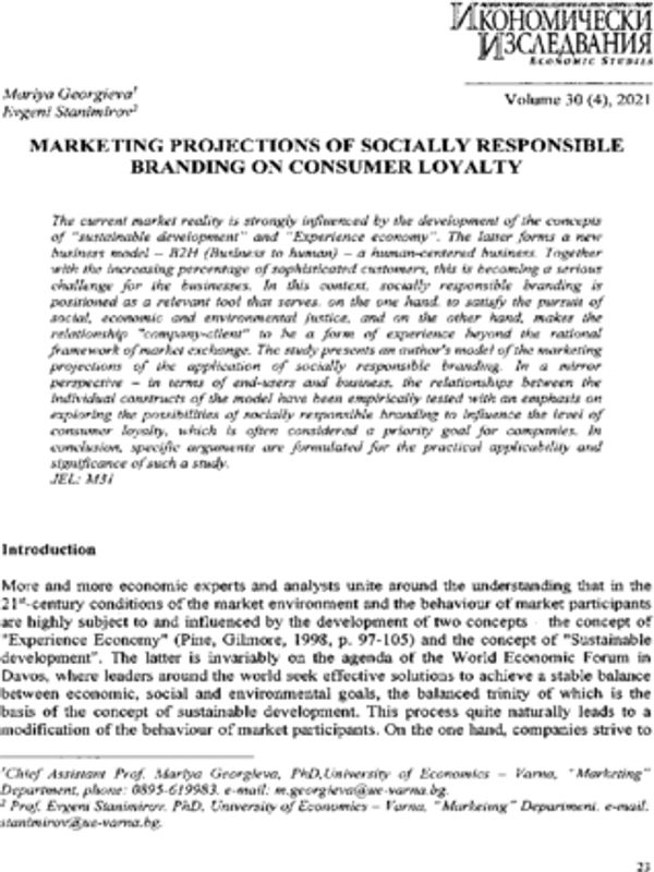 Marketing Projections of Socially Responsible Branding on Consumer Loyalty