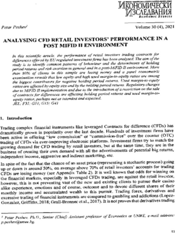 Analyzing CFD Retail Investors' Performance in a Post MiFID II Environment