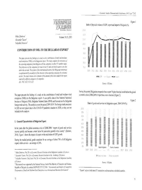 Contribution of SMEs to the Bulgarian Export