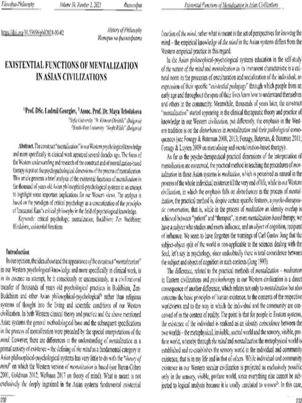 Existential functions of mentalization in Asian civilizations