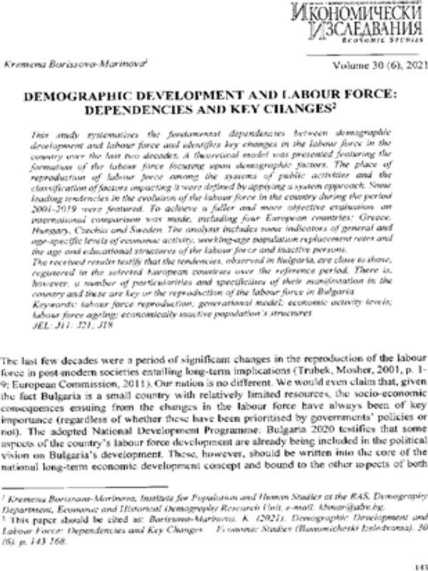 Demographic Development and Labour Force: Dependencies and Key Changes