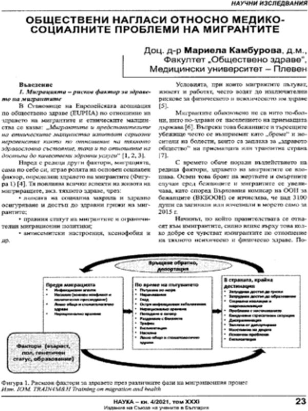 Обществени нагласи относно медико-социалните проблеми на мигрантите