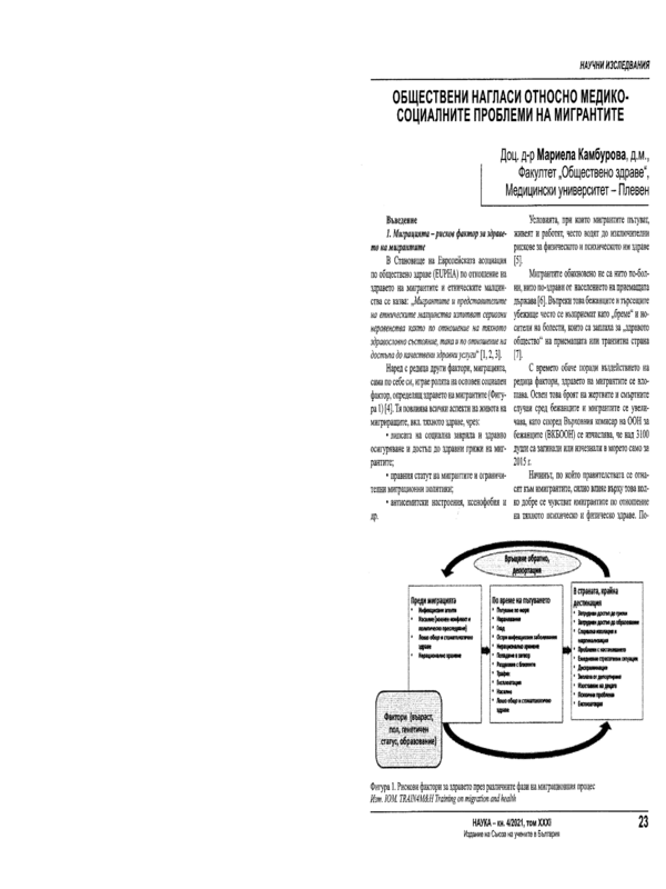 Обществени нагласи относно медико-социалните проблеми на мигрантите