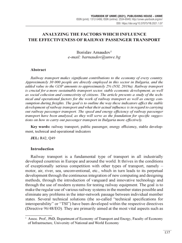 Analyzing the Factors Which Influence the Effectiveness of Railway Passenger Transport