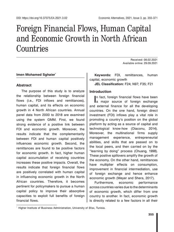 Foreign Financial Flows, Human Capital and Economic Growth in North African Countries